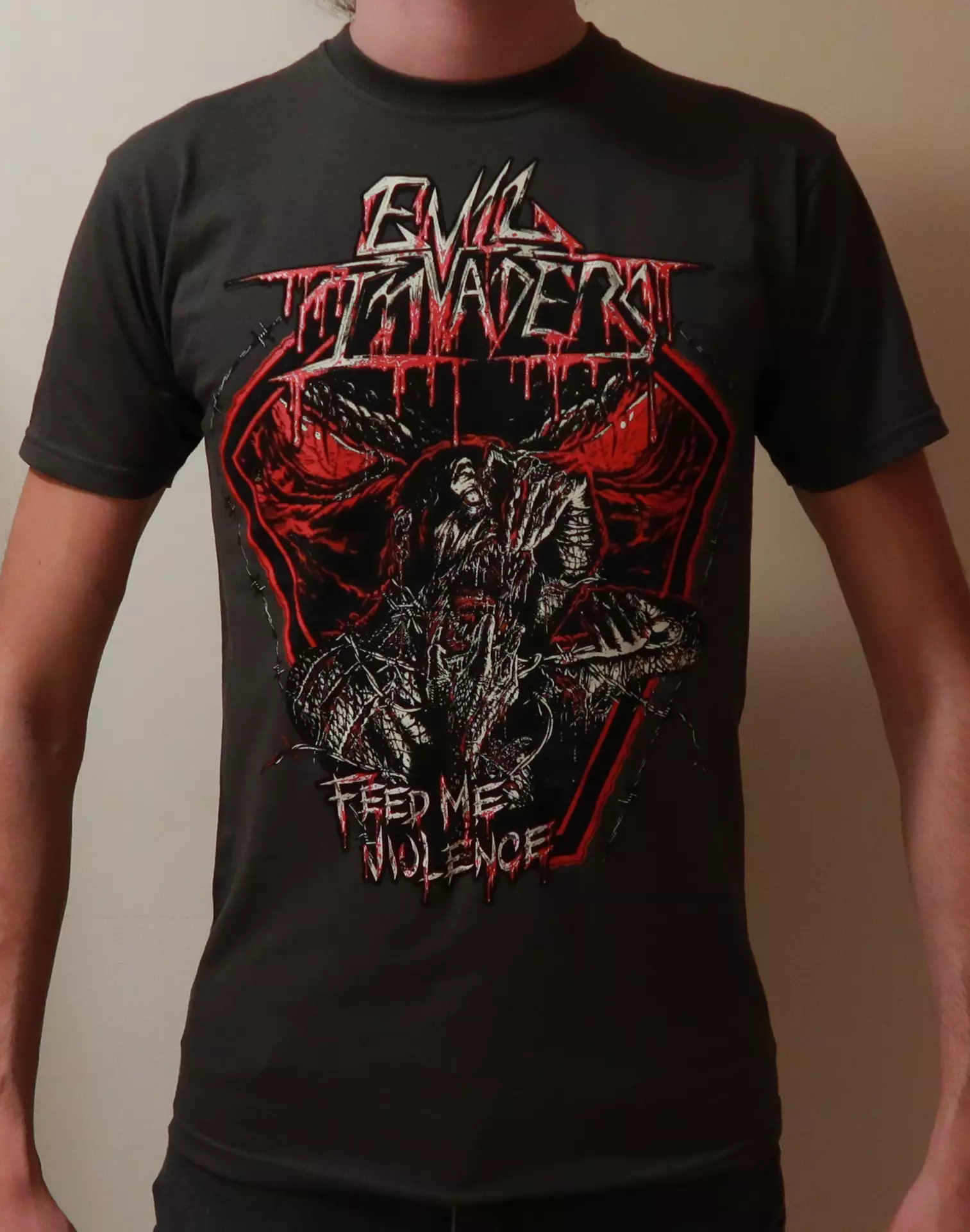 EVIL INVADERS - Feed Me Violence Grey Shirt